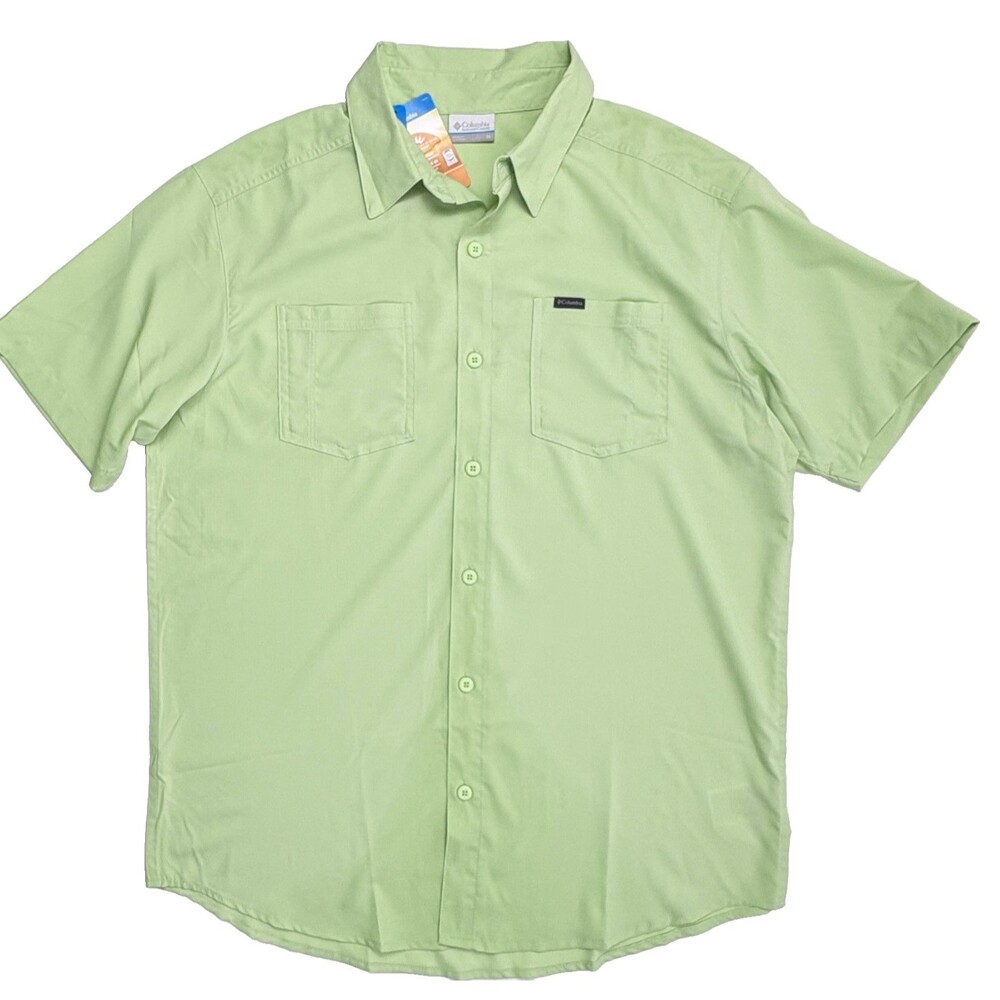NWT Columbia Red Eagle Lake Omni Shade UPF 40 Green Fishing Shirt M